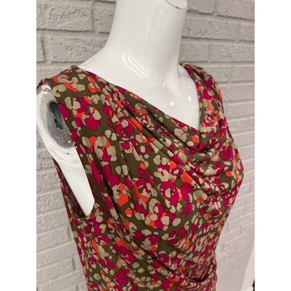 Michael Kors Women Multicolored Draped Neck Ruched Sleeveless Top Size S - Picture 5 of 11